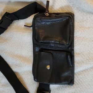 Black Faux Leather Fanny Pack